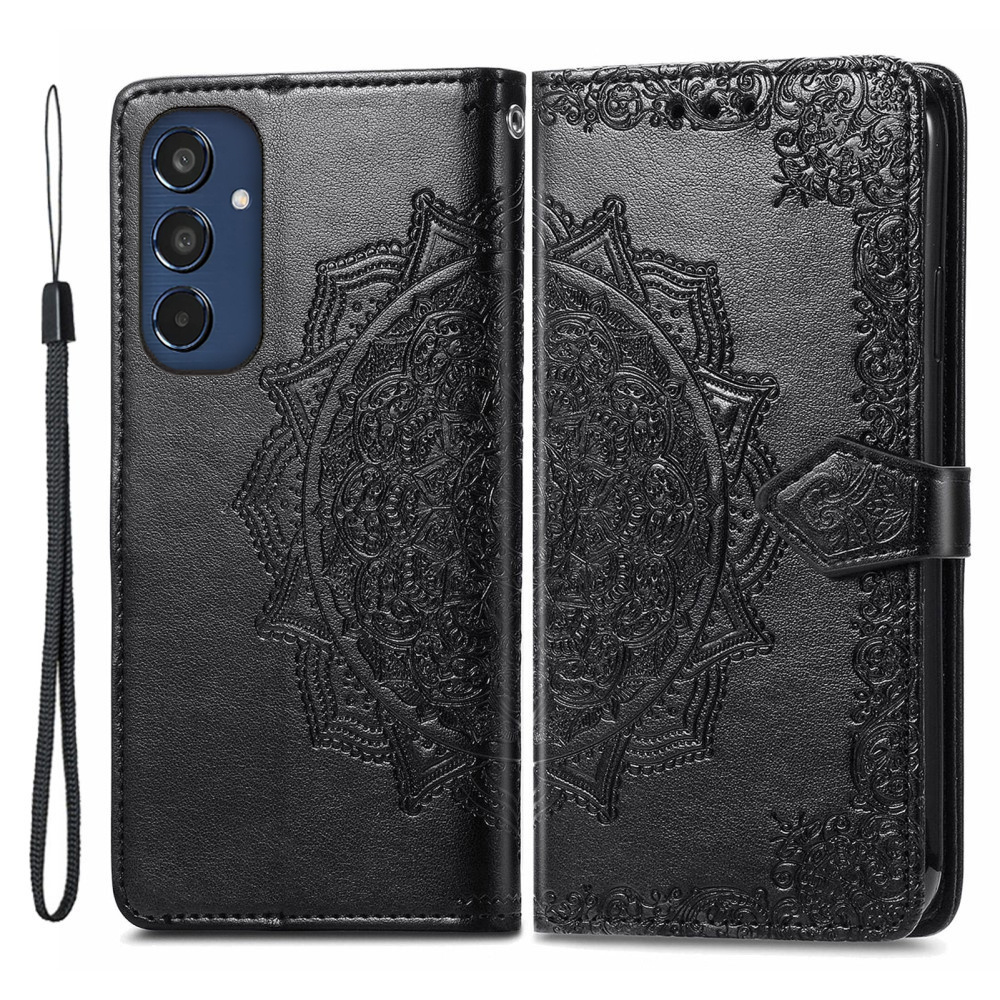 Samsung Galaxy M35 Flip Case, Mandala, Schwarz