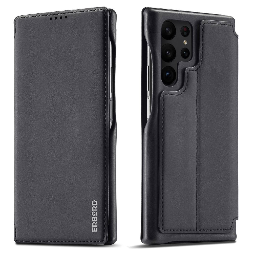 Klapphülle Für Samsung Galaxy S23 Ultra, Erbord Retro, Schwarz