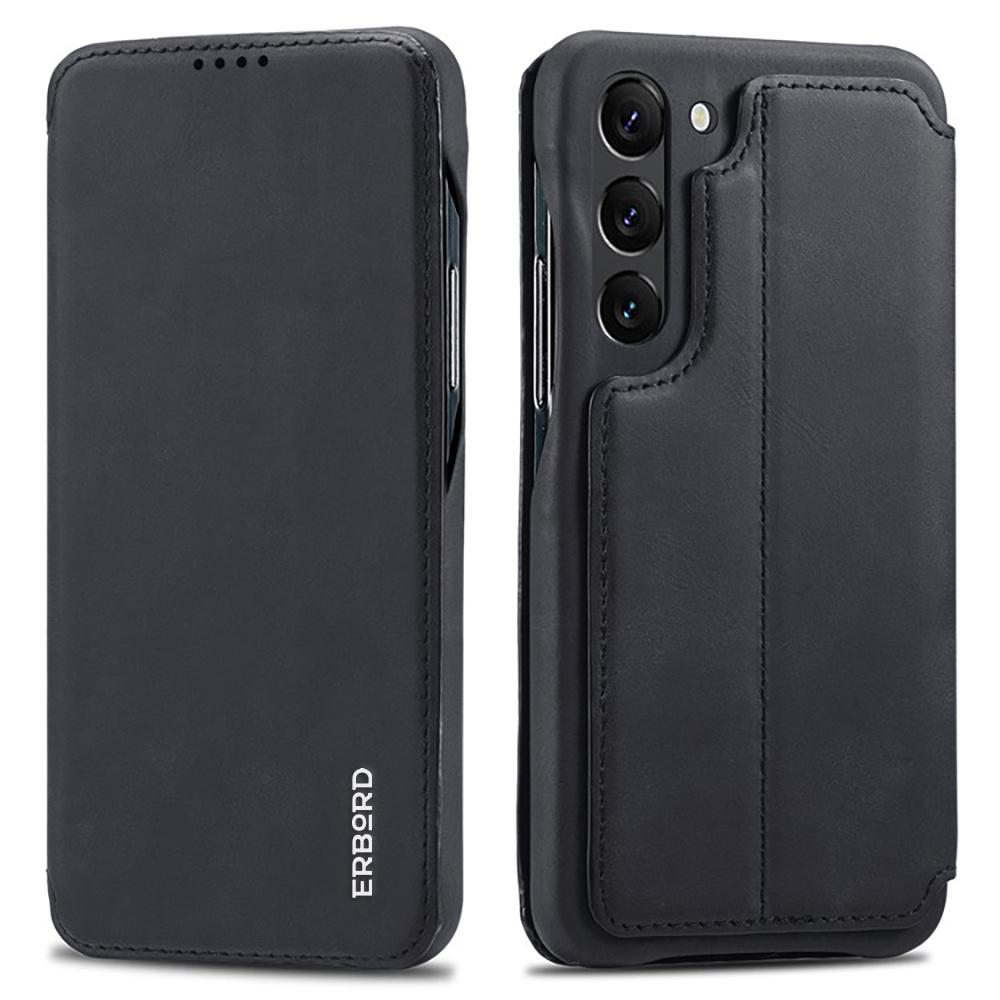 Klapphülle Für Samsung Galaxy S23, Erbord Retro, Schwarz