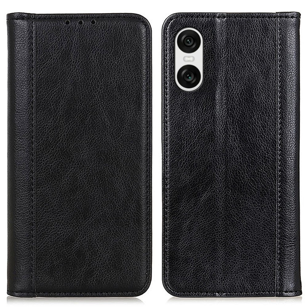 Klapphülle Für Sony Xperia 10 Vi, Spaltleder, Schwarz