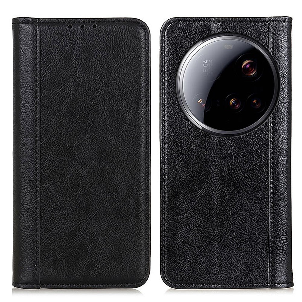 Flip-case Für Xiaomi 15 Ultra, Spaltleder, Schwarz