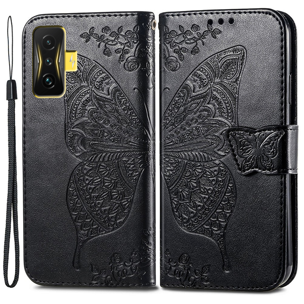 Klapphülle Für Xiaomi Poco F4 Gt, Schmetterling, Schwarz