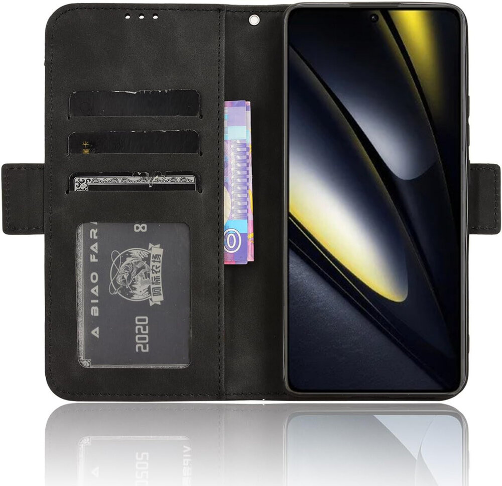 Klapphülle Für Xiaomi Poco F6, Mit Kartenfach, Schwarz