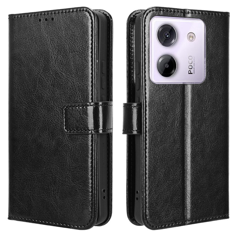 Flip-case Für Xiaomi Poco M7 Pro 5g, Crazy Horse Wallet, Schwarz