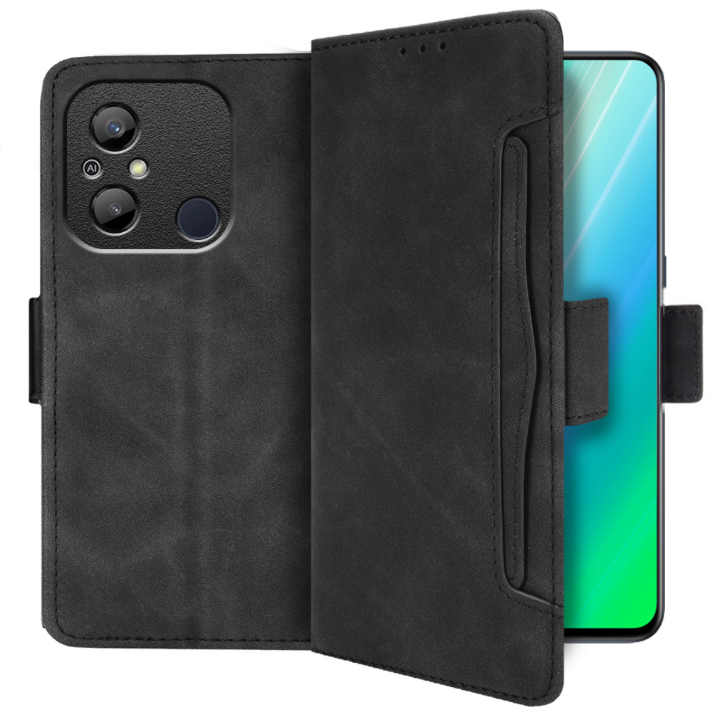 Klapphülle Für Xiaomi Redmi 12c, Mit Kartenfach, Schwarz
