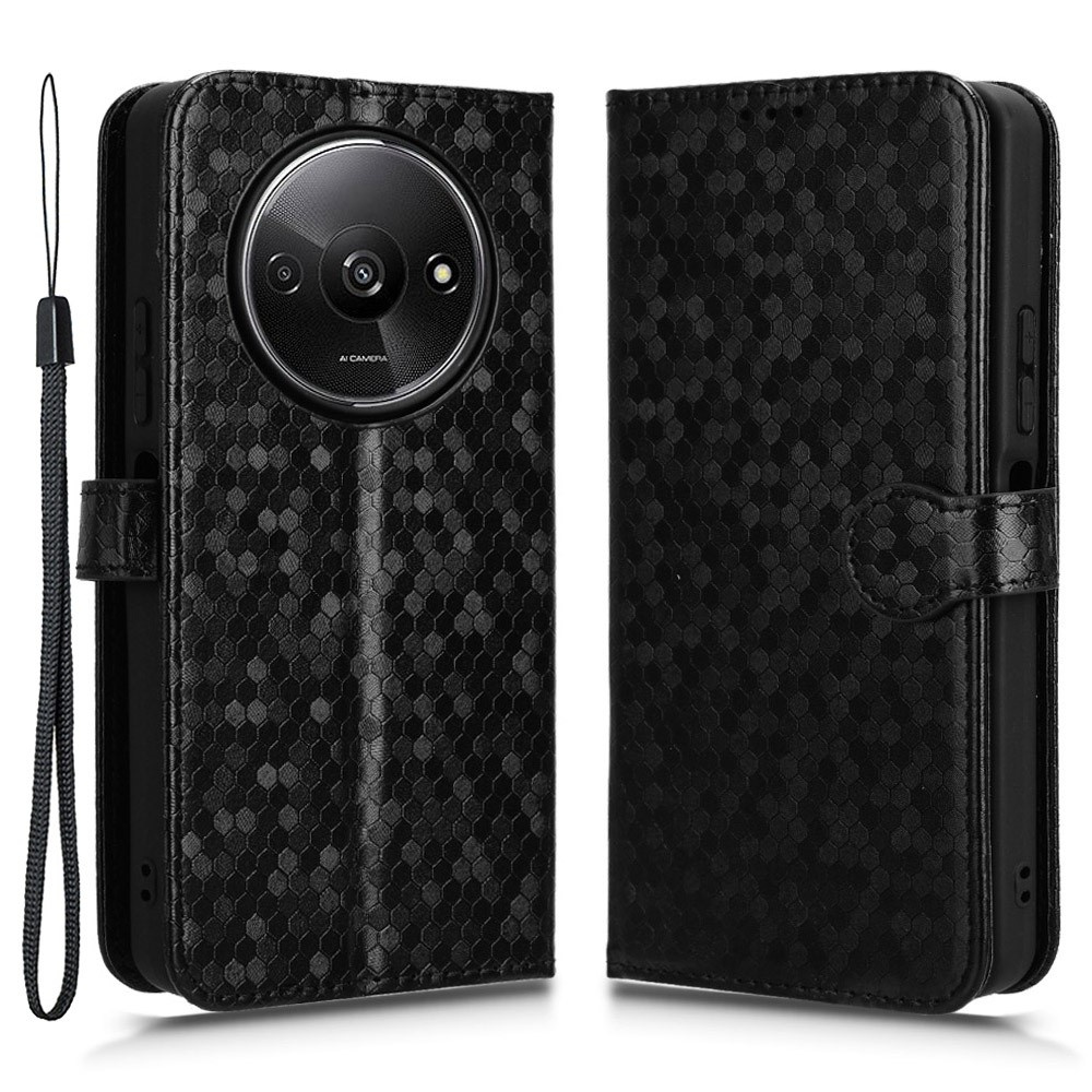 Klapphülle Für Xiaomi Redmi A3, Wallet Rhombus, Schwarz