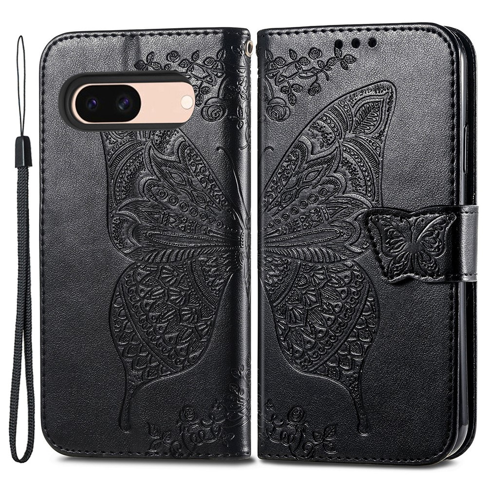 Klapphülle Für Google Pixel 8a, Schmetterling, Schwarz