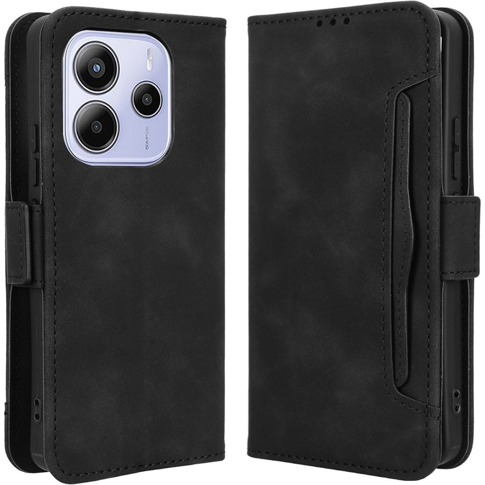 Klapphülle Für Xiaomi Redmi Note 14 4g, Mit Kartenfach, Schwarz