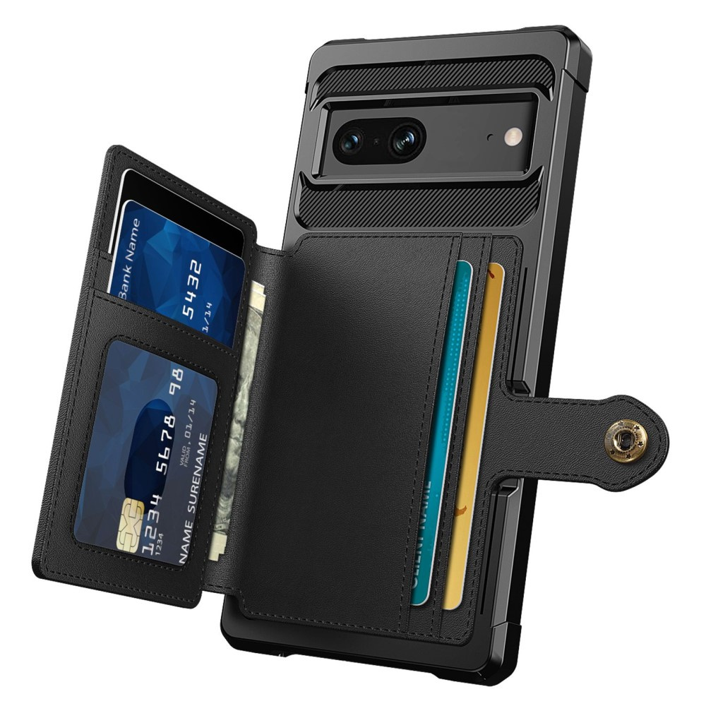 Google Pixel 7 Hülle, Hybrid-taschenhülle Mit Kartenfach, Schwarz