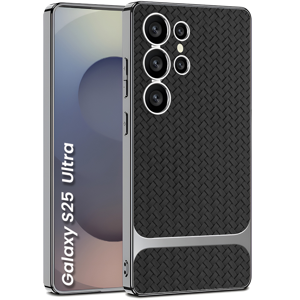 Samsung Galaxy S25 Ultra Hülle, Gkk Gewebtes Leder, Schwarz