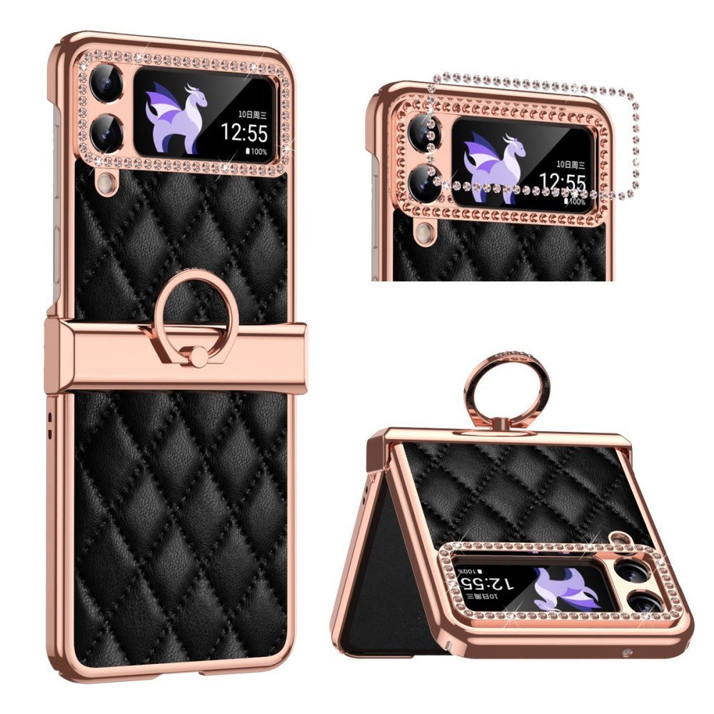 Schutzhülle Für Samsung Galaxy Z Flip 4 5g, Rautenmuster, Schwarz