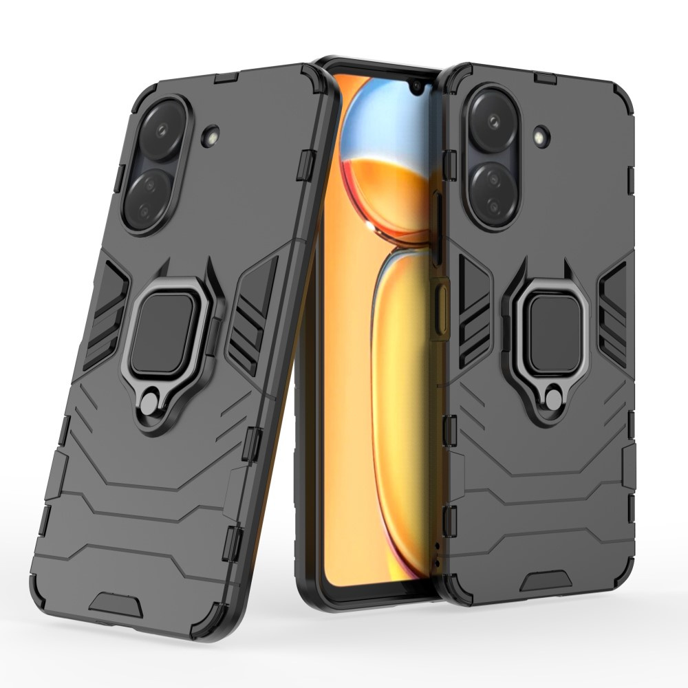 Schutzhülle Für Xiaomi Redmi 13c / Poco C65, Mit Ringhalterung, Schwarz