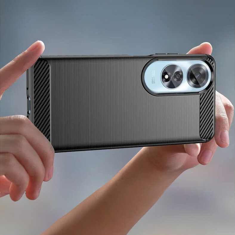 Carbon-schutzhülle + 9h-schutzglas Für Oppo A60, Schwarz
