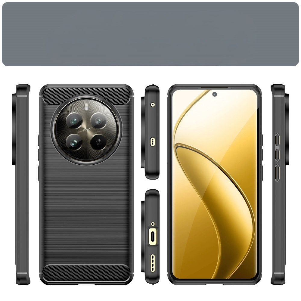 Hülle Für Realme 12+ Plus 5g, Carbon, Schwarz