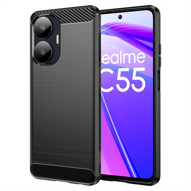 Hülle Für Realme C55, Karbon, Schwarz