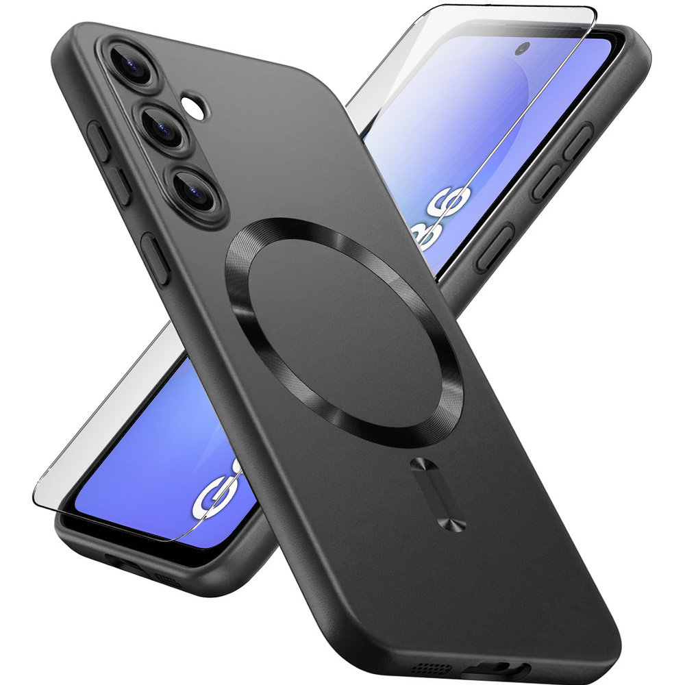 Schutzhülle Für Samsung Galaxy A36 5g, Colormag, Mit Magsafe-funktion, Schwarz + 9h-schutzglas