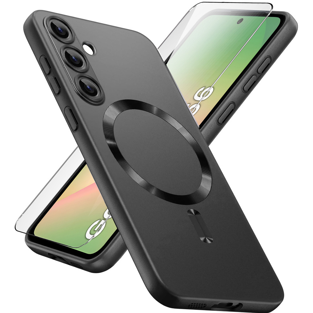 Schutzhülle Für Samsung Galaxy A56 5g, Colormag, Mit Magsafe-funktion, Schwarz + 9h-schutzglas