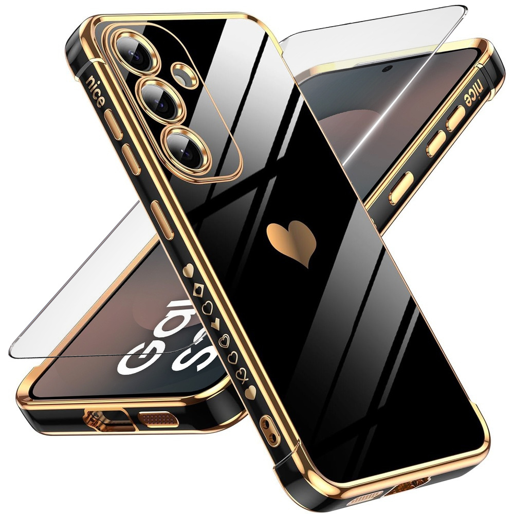 Schutzhüllen-set Für Samsung Galaxy S25 Fe, Electro Heart, Schwarz + Displayschutzfolie Aus Glas