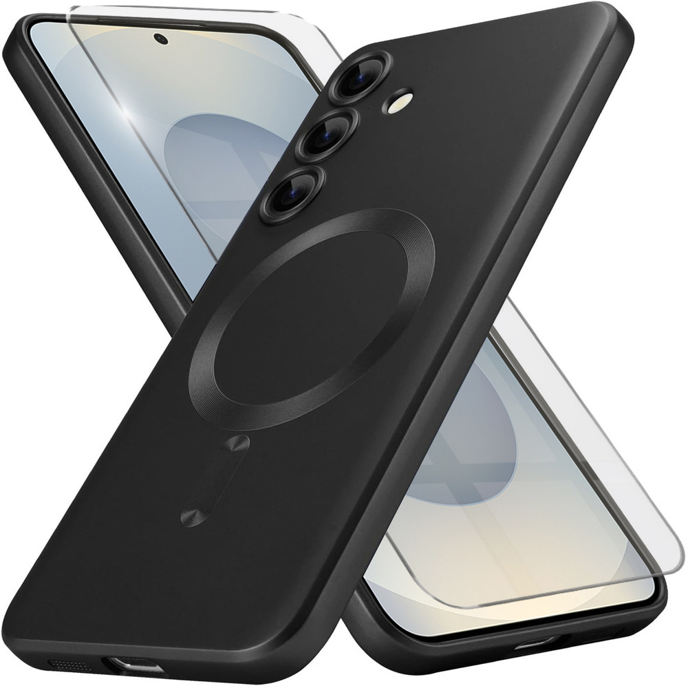 Schutzhülle Für Samsung Galaxy S25+ Plus, Colormag, Mit Magsafe-funktion, Schwarz + 9h-schutzglas