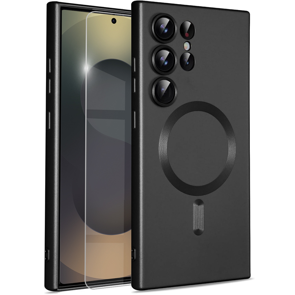 Schutzhülle Für Samsung Galaxy S25 Ultra, Colormag, Mit Magsafe-funktion, Schwarz + 9h-schutzglas