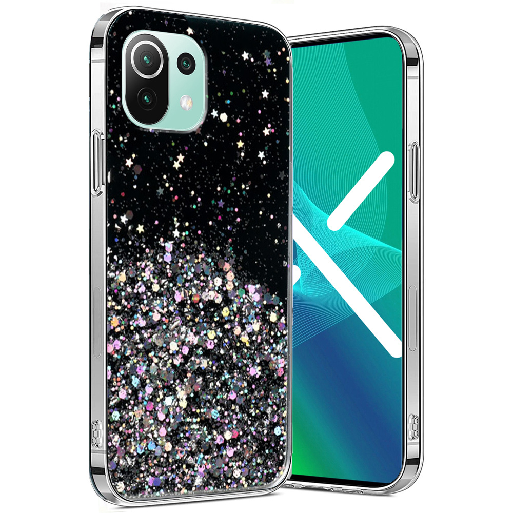 Schutzhülle Für Xiaomi Mi 11 Lite / Mi 11 Lite 5g / 11 Lite 5g Ne, Glitzernd, Schwarz