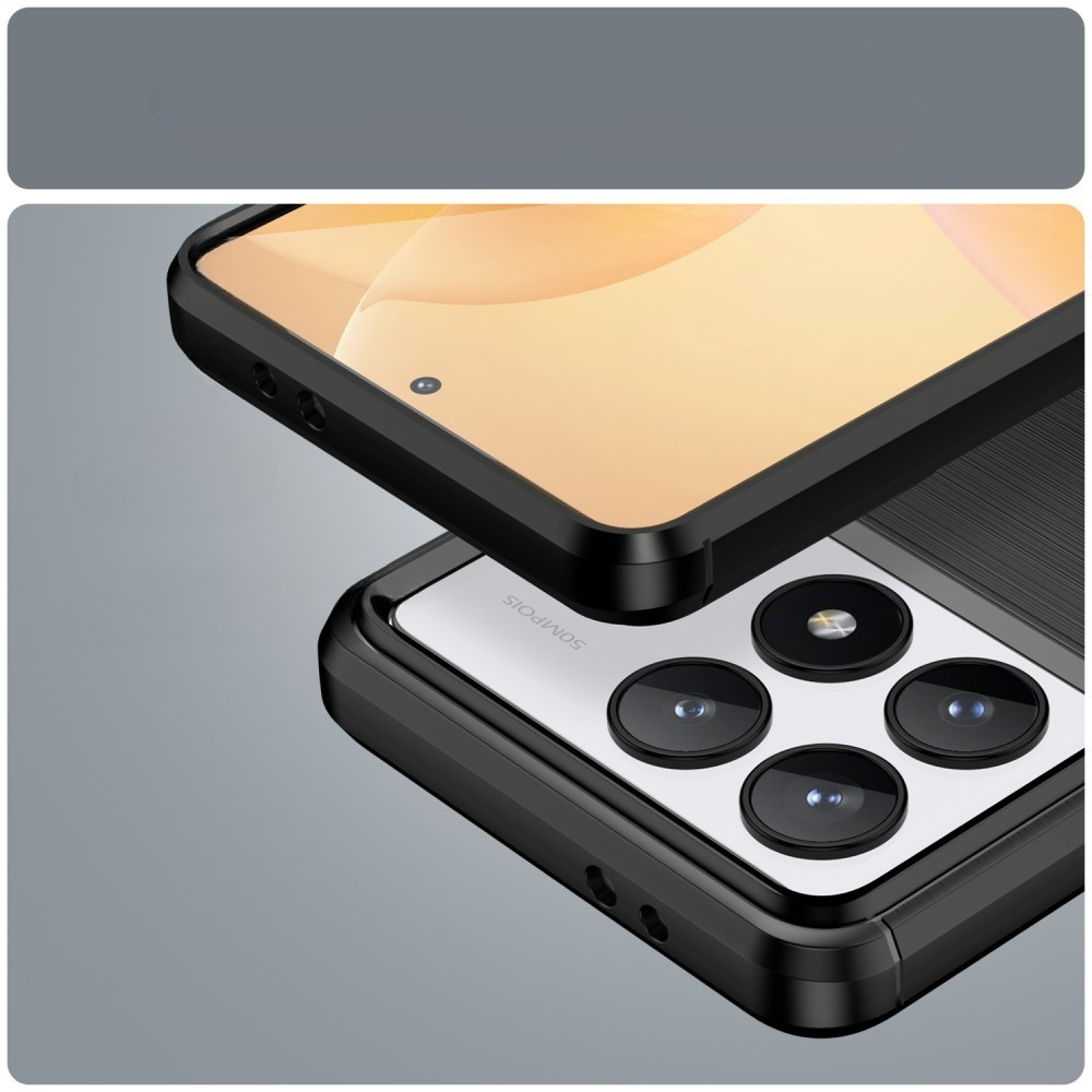 Schutzhülle Für Xiaomi Poco F6 Pro, Carbon, Schwarz