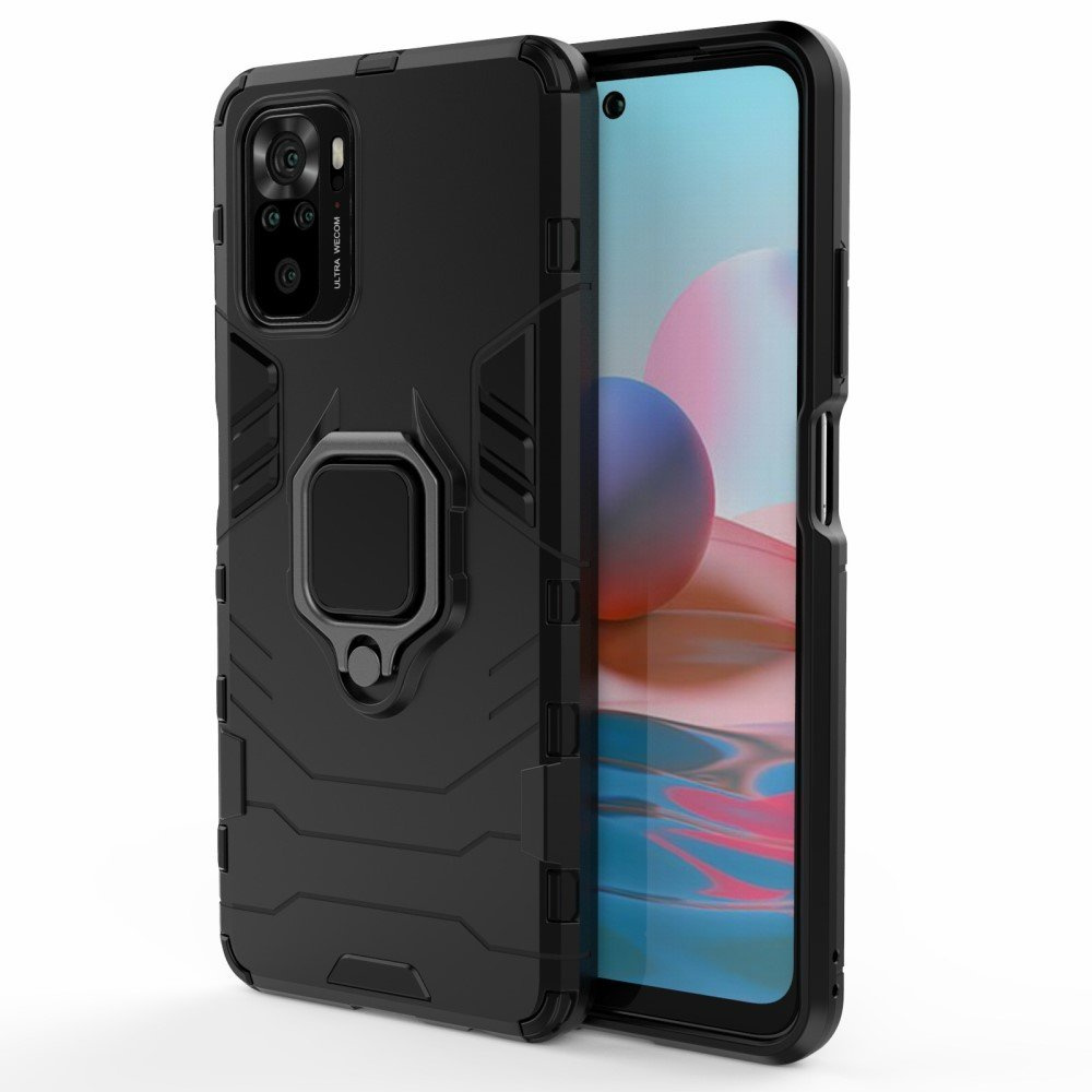 Schutzhülle Für Xiaomi Redmi Note 10/10s, Mit Ständerring, Schwarz