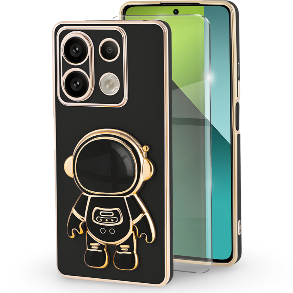 Schutzhülle Für Xiaomi Redmi Note 13 Pro 5g, Astronauten-design, Schwarz + 9h-schutzglas