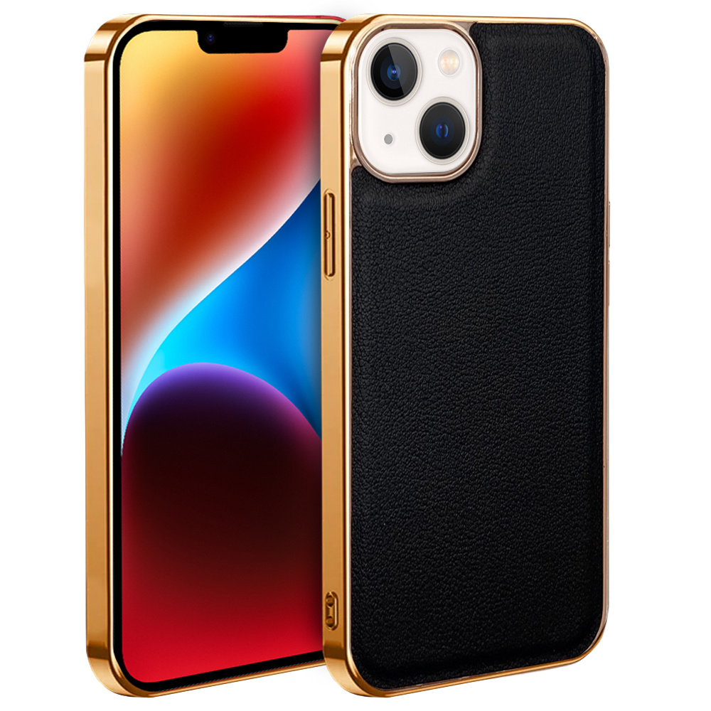 Iphone 14 Plus Hülle, Rindsleder, Schwarz