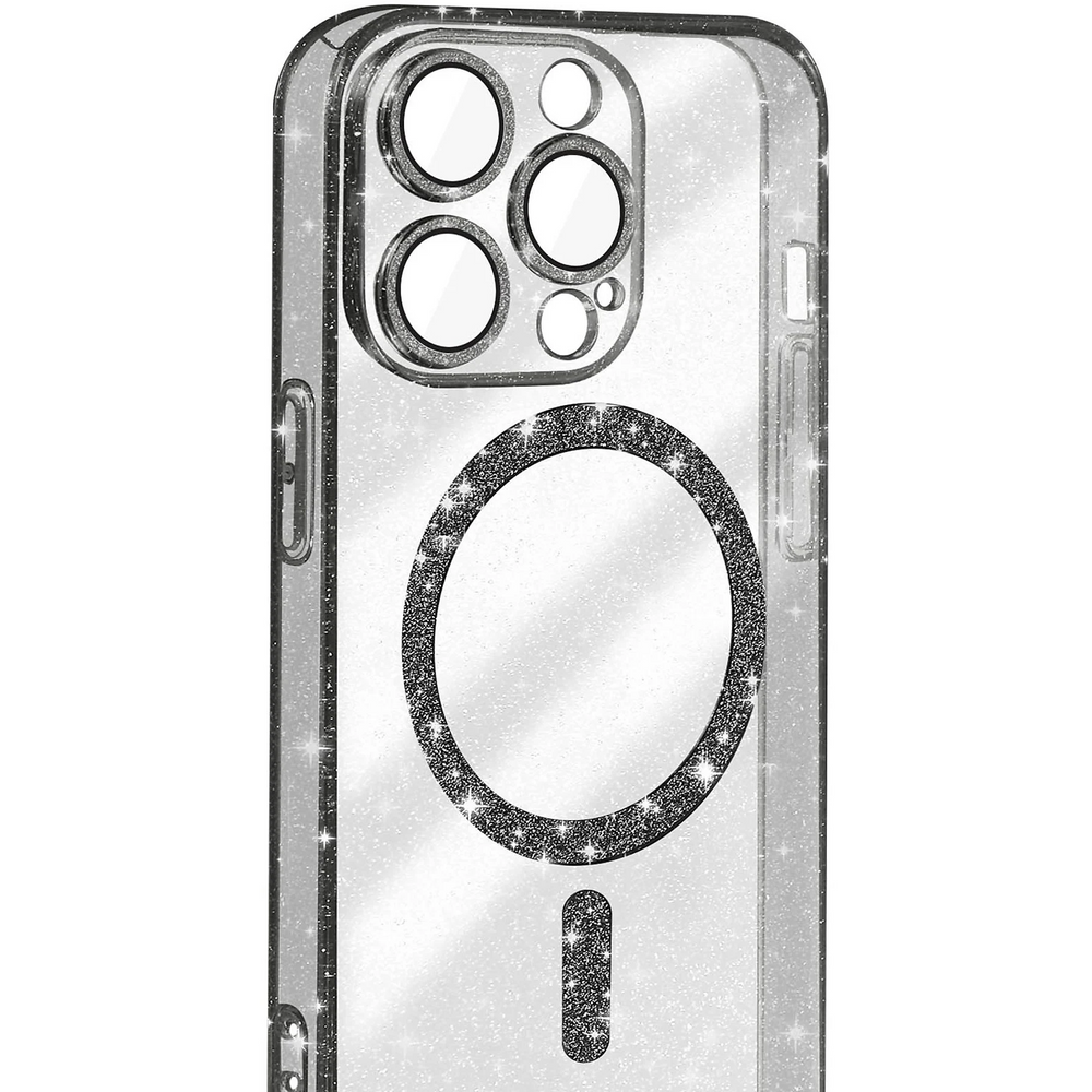 Iphone 16 Pro Hülle, Erbord Glitter Magsafe, Schwarz + Displayschutzfolie