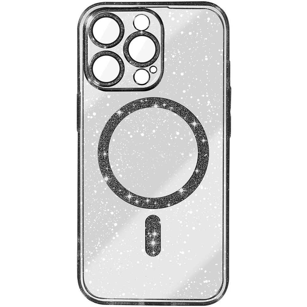 Iphone 16 Pro Max Hülle, Glitzer Magsafe, Schwarz + Displayschutzfolie