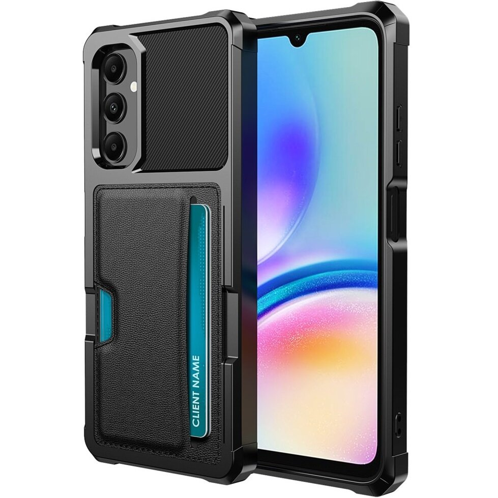 Schutzhülle Für Samsung Galaxy A05s, Kartenhalter Mit Ständer, Schwarz