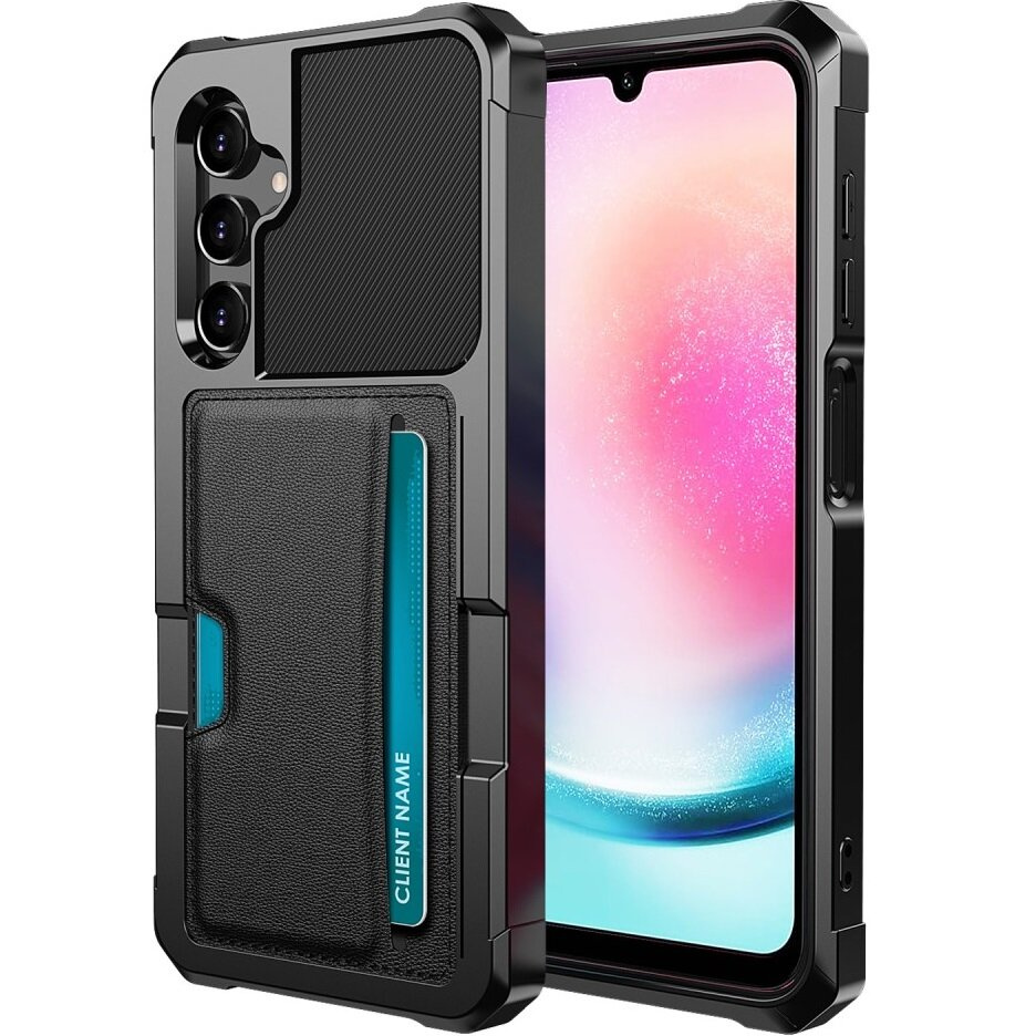 Schutzhülle Für Samsung Galaxy A15 5g, Kartenhalter Mit Aufstellfunktion, Schwarz + 9h-glas