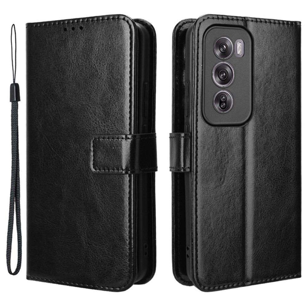 Klapphülle Für Oppo Reno 12 Pro, Crazy Horse Wallet, Schwarz