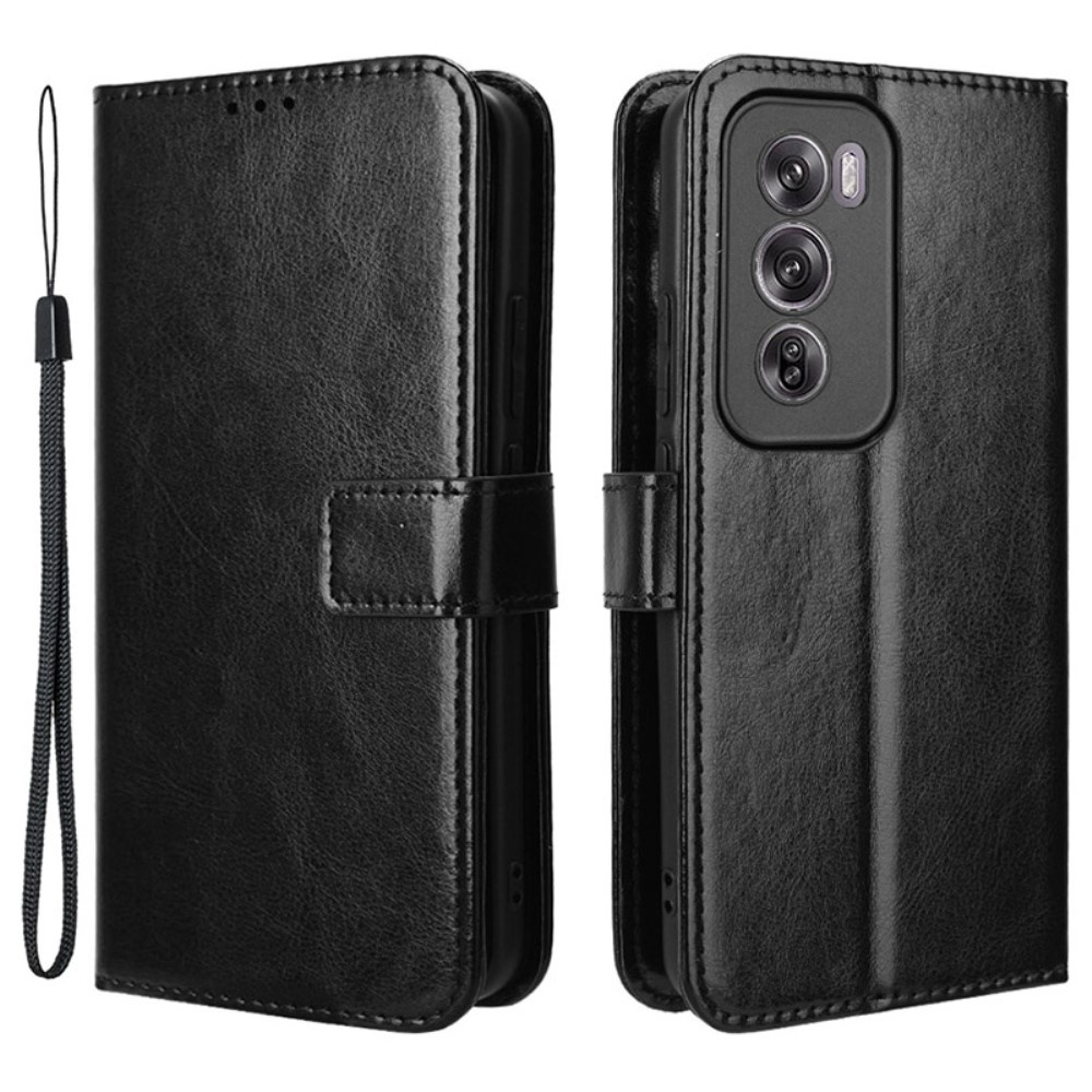 Klapphülle Für Oppo Reno 12, Crazy Horse Wallet, Schwarz