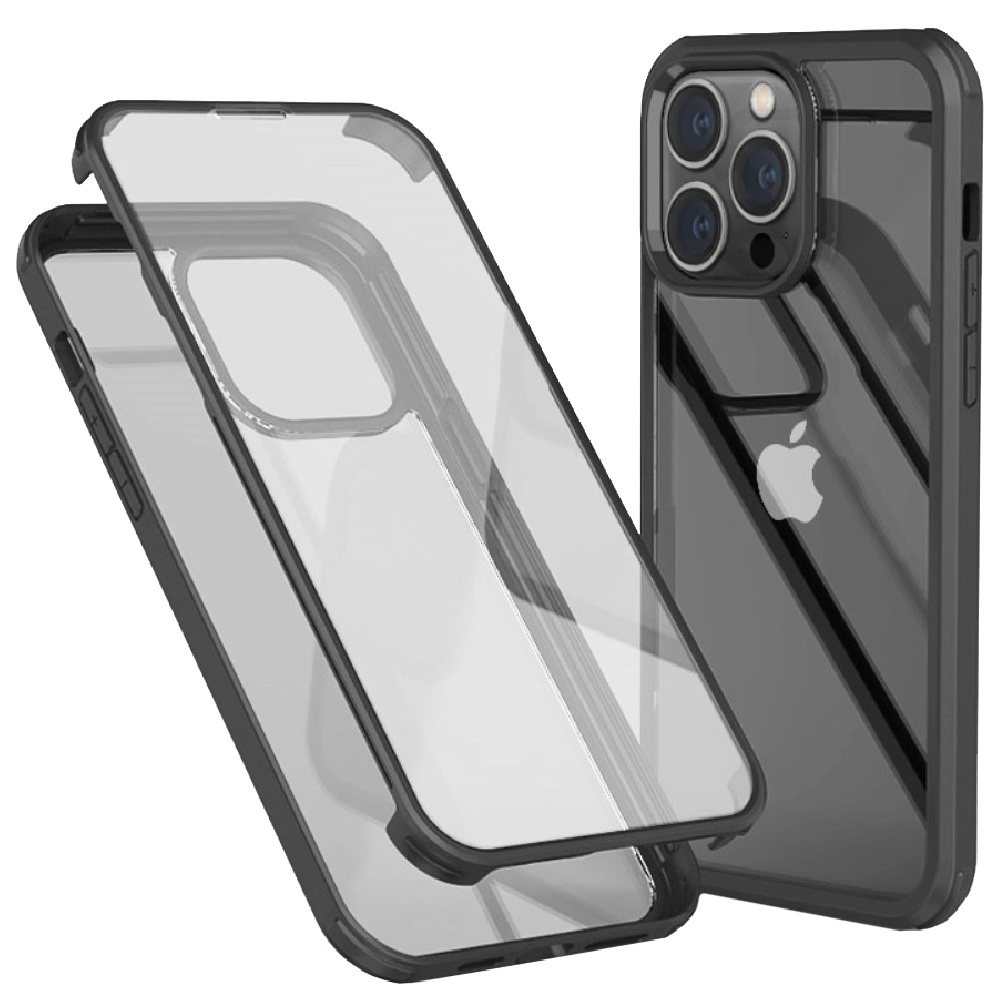 Schutzhülle Mit Gehärtetem Glas Und Tpu-rahmen Für Iphone 14 Pro Max, Schwarz