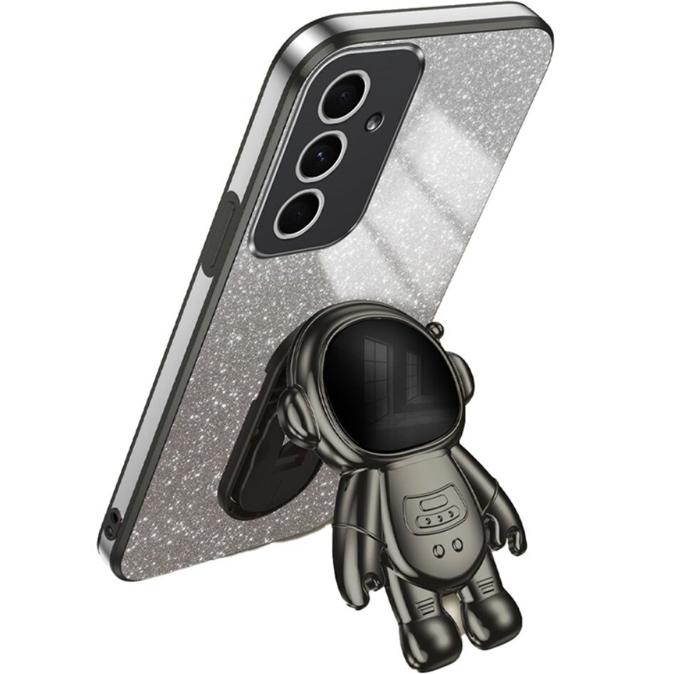 Samsung Galaxy A55 5g Hülle, Glitzer-astronaut, Schwarz