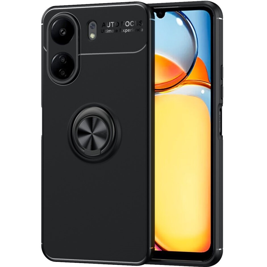 Kickstand-fingerring-hülle Für Xiaomi Redmi 13 / Poco C65, Schwarz