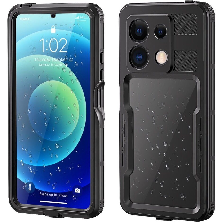 Ip68 Wasserdichte Hülle Für Xiaomi Redmi Note 13 5g, Rotpfeffer, Schwarz