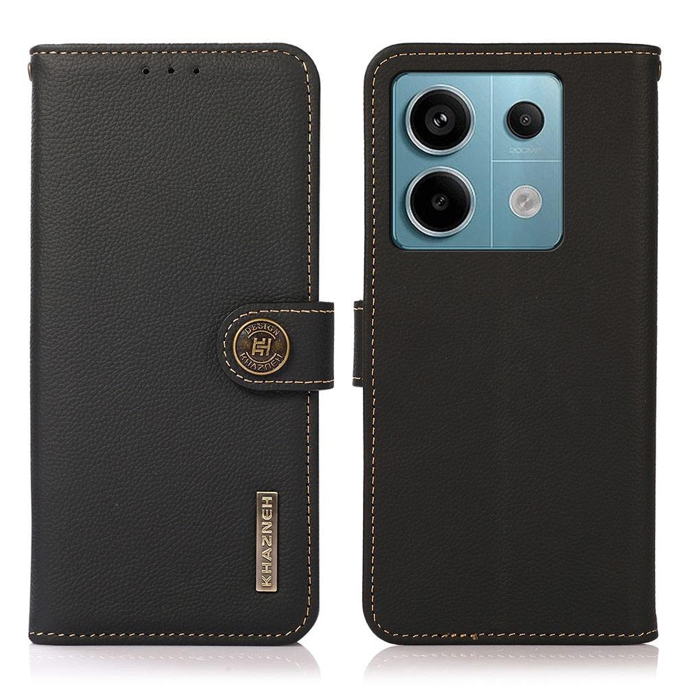 Khazneh Rfid-lederhülle Für Xiaomi Redmi Note 13 Pro 5g, Litschi-textur, Schwarz