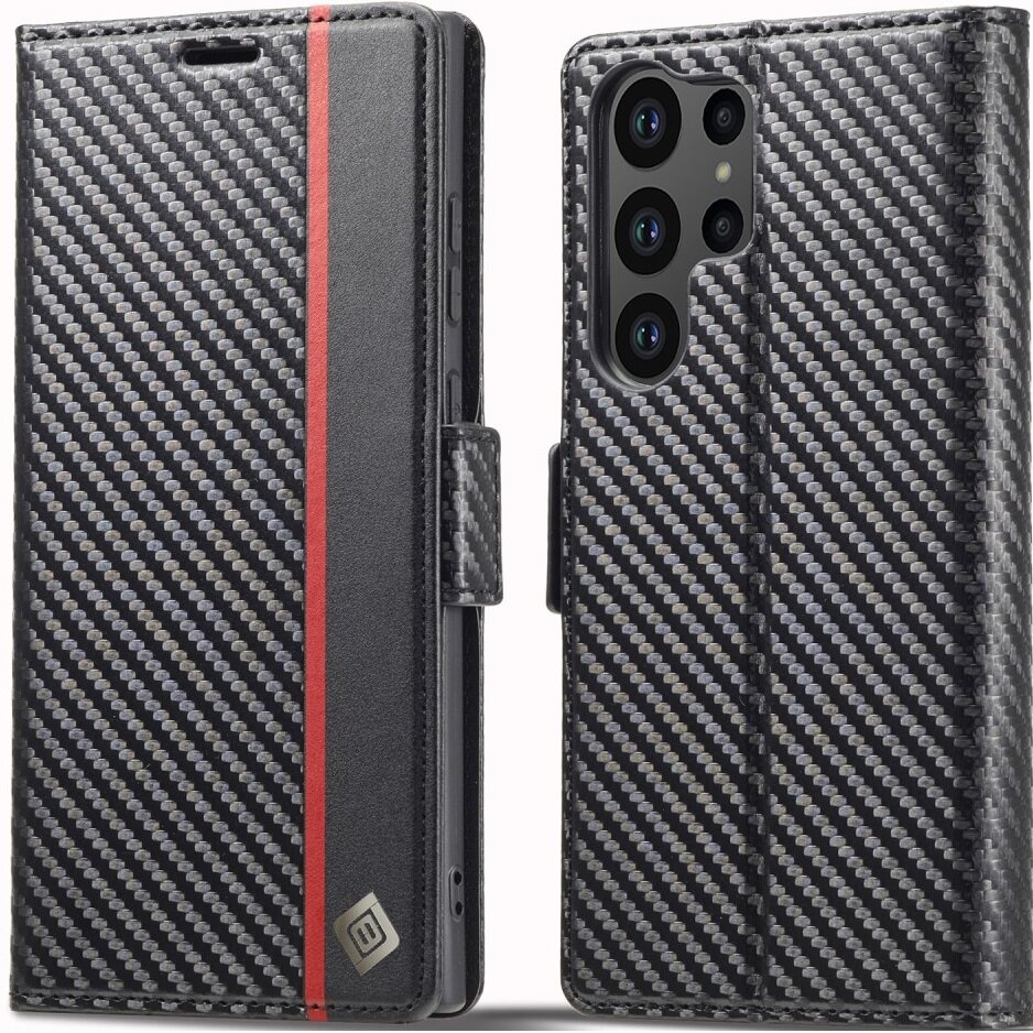 Samsung Galaxy S24 Ultra Flip Case, Carbon Lc.imeeke, Schwarz