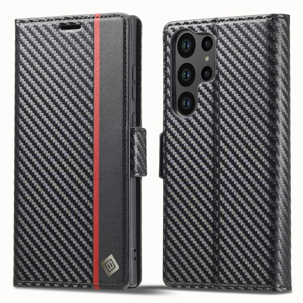 Samsung Galaxy S23 Ultra Flip Case, Carbon Lc.imeeke, Schwarz