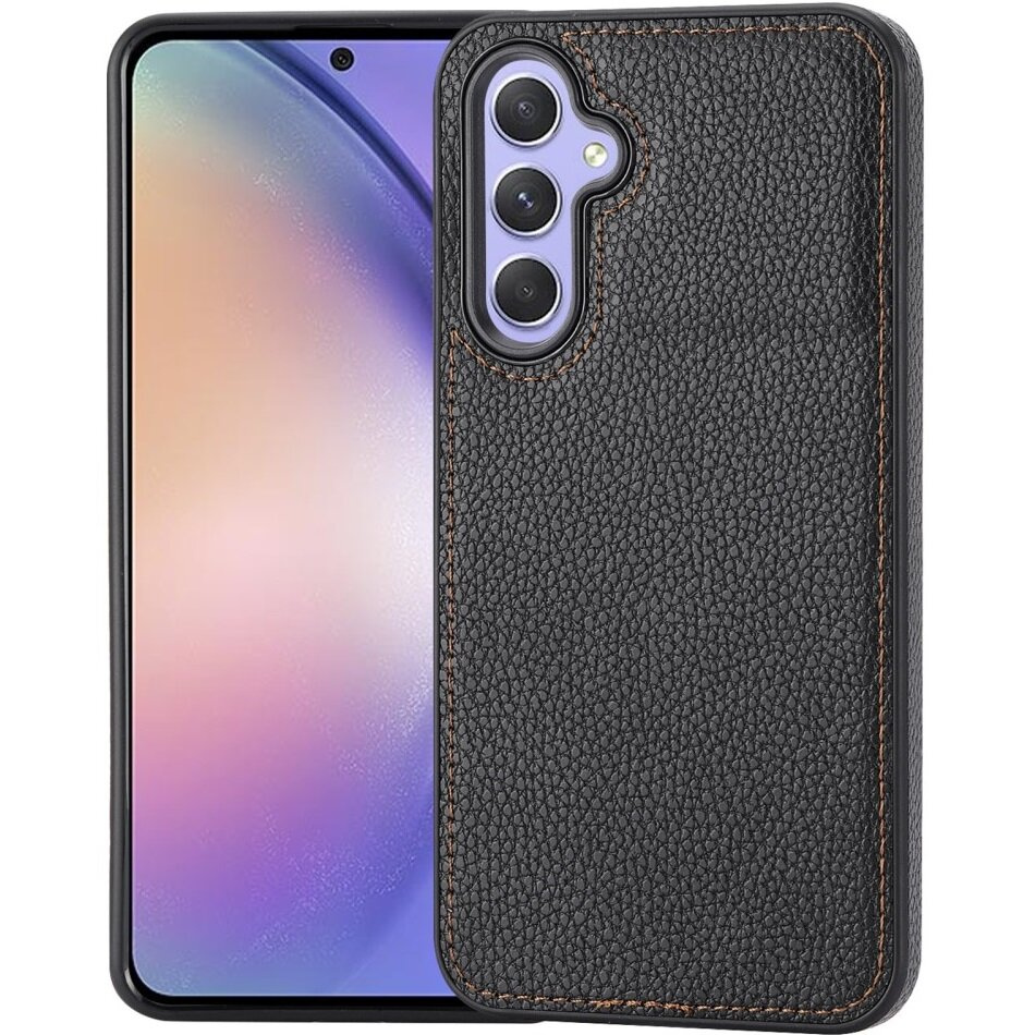 Lychee Lederhülle Für Samsung Galaxy A54, Schwarz
