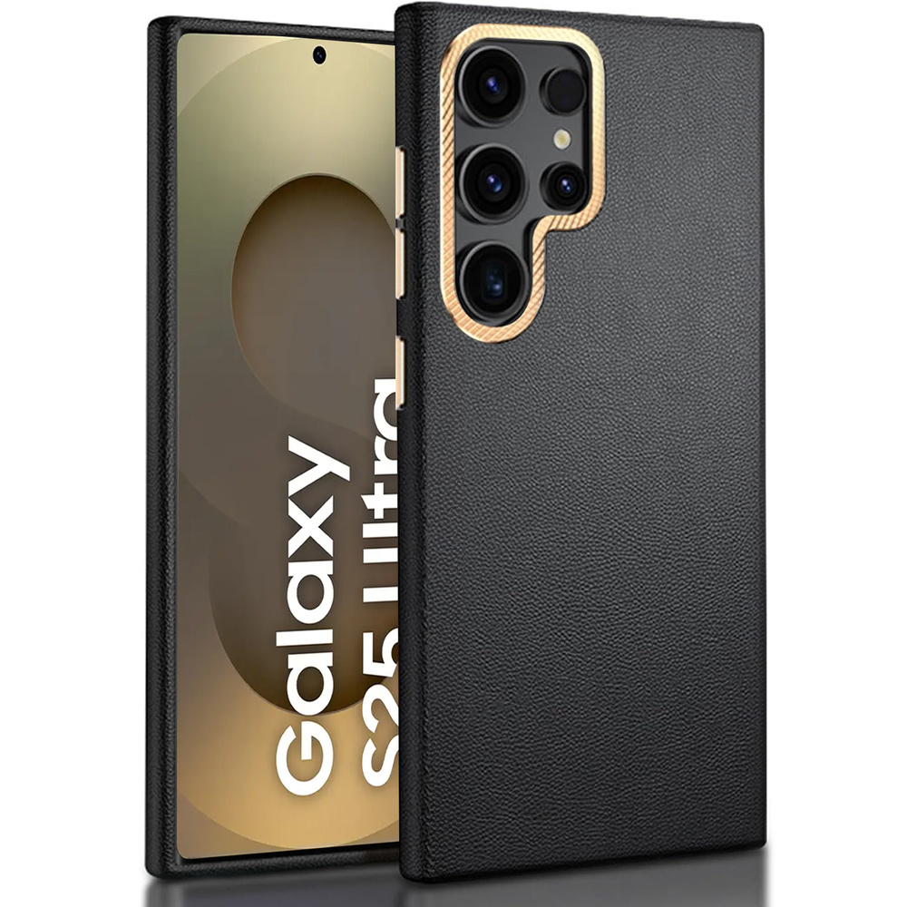 Lederhülle Für Samsung Galaxy S25 Ultra, Leder-hybrid, Schwarz