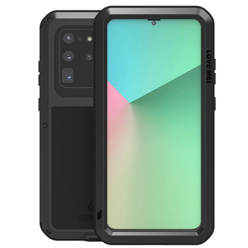Love Mei Hülle Für Samsung Galaxy S20 Ultra, Mit Glas Geschützt, Schwarz