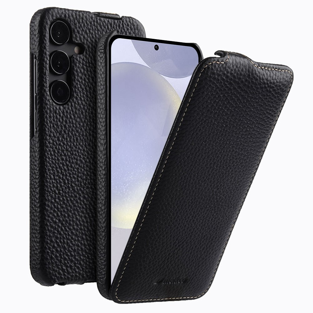 Melkco Flip Case Für Samsung Galaxy S24, Leder, Klapphülle, Schwarz