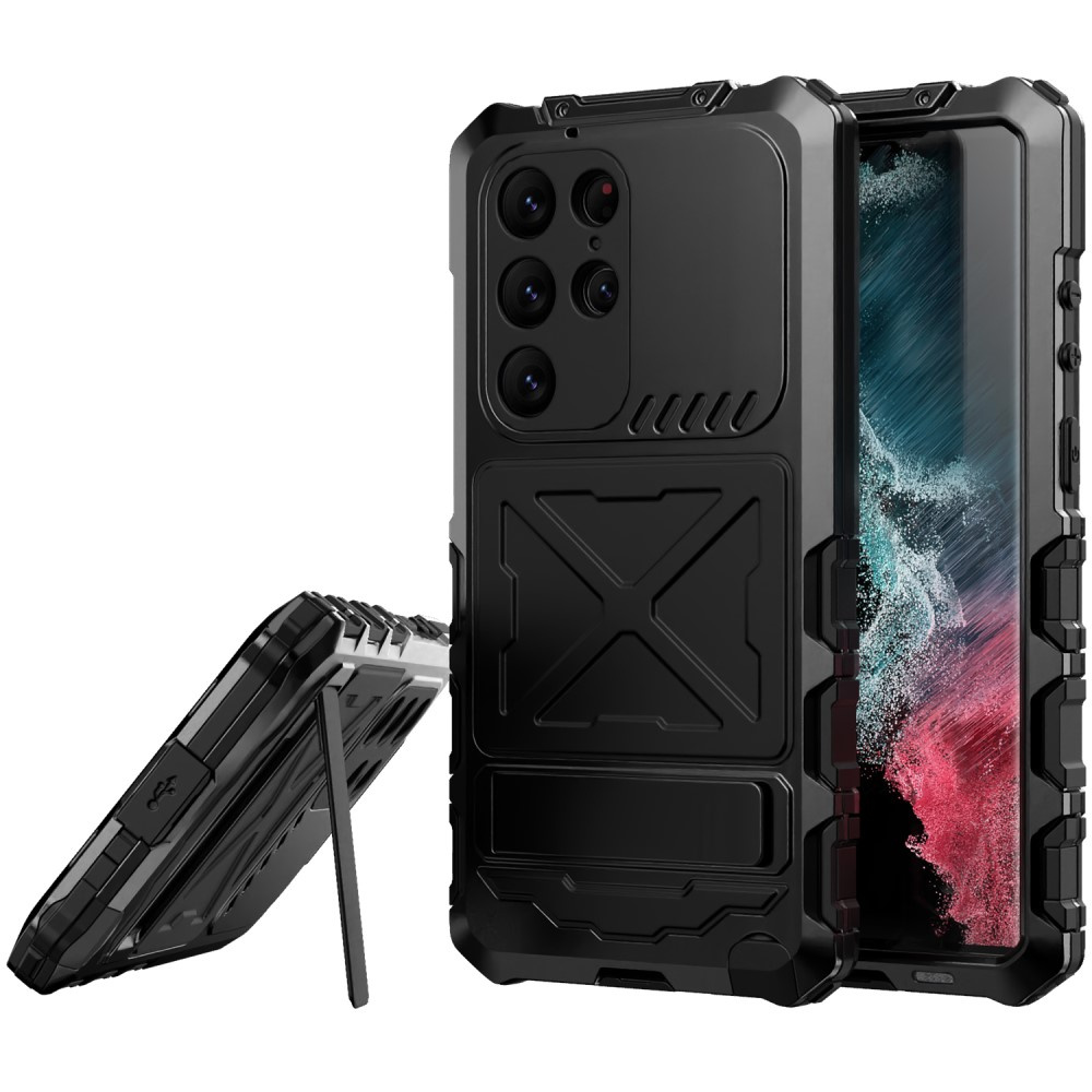 Gepanzertes Case Für Samsung Galaxy S24 Ultra, Militär-ständer, Schwarz