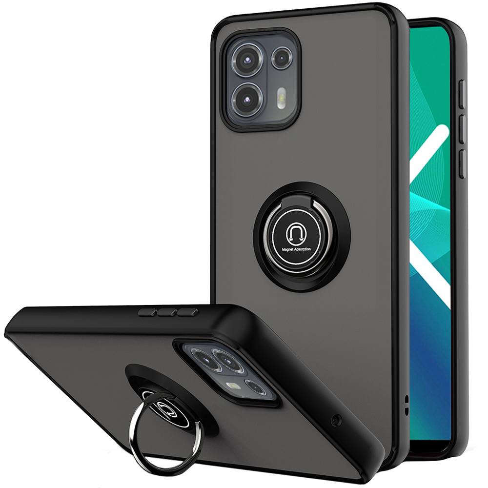Motorola Edge 20 Lite Hülle, Mattierter Ring, Schwarz