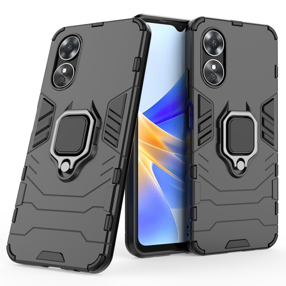 Schutzhülle Für Oppo A17, Ständerring, Schwarz