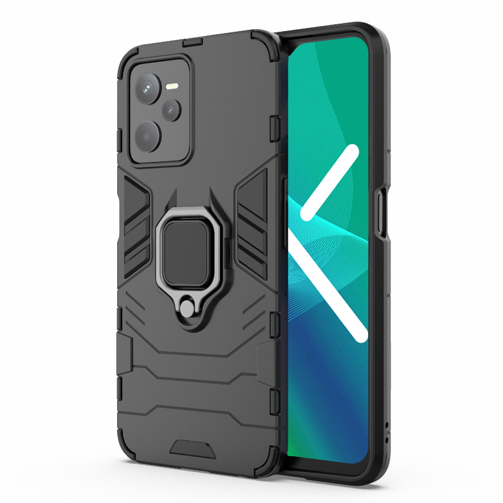 Realme C35 Schutzhülle Mit Ständer, Schwarz